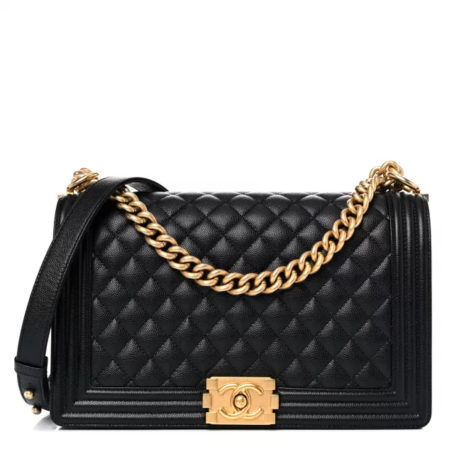 Preowned Chanel Boy Bag Large Black Lambskin